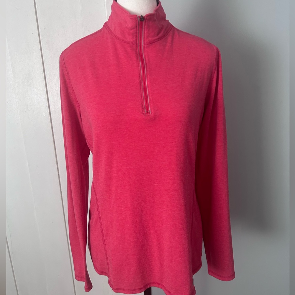 Carhartt Women's Force Long-Sleeve half Zip-Up Shirt size M Red Pink Heather - Picture 7 of 7